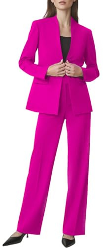 Aotasely Women's 2 Piece Suits Business Casual Outfits Straight Wide Leg Pants Suits Professional Office Work Outfits Rose Pink