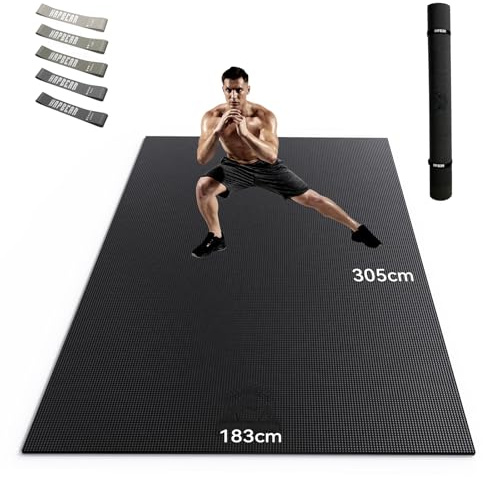 HAPBEAR Tapis d'Exercice Extra Large - 305x183x0.8cm, Antidérapant, Ultra Durable, Tapis de Gym épais pour Pilates, Aérobic, Tapis de yoga, Tapis de Gym Haute Densité