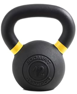 BOOMFIT Kettlebell 4-24 kg in Ghisa | Pesi Palestra Kettlebell Professionali | Pesa Russa Ghiria per Allenamento Forza e Cross Training | Attrezzatura Fitness Casa e Box per Uomo e Donna (1 x 12 Kg)