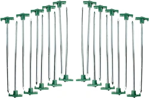 SE Heavy-Duty Metal Tent Pegs Stake Set - 20-Pack, 10.5 Galvanized Steel Pegs for Secure Anchoring in Various Terrains - 9NRC10-20