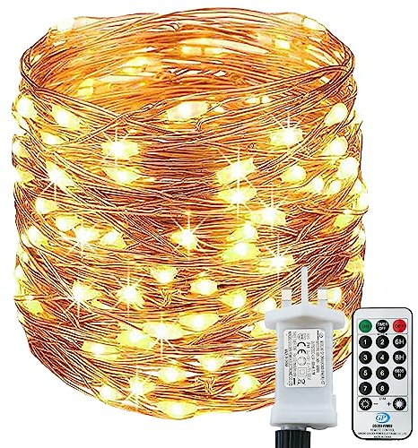 [220 LED] Fairy Lights Mains Powered, 25M 8 Modes Low Voltage Fairy Lights Waterproof with Remote Timer Copper String Lights for Bedroom, Yard, Party, Wedding, Christmas Decorations(Warm White)