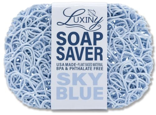Soap Savers for Bar Soap & Shampoo Bar Holder, American Made by Luxiny, Lifts Soap in Soap Dishes & Shower Soap Holders – Bars & Soap Lasts Longer - Made from Plant Based Material (Sky Blue)