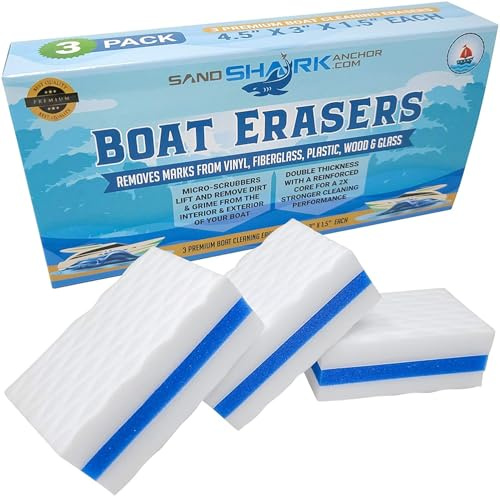 SandShark Boat Erasers 3-Pack Boat Cleaner Scuff Remover | Boat Accessories, Marine Boat Cleaner Removes Scuffs Marks, Dirt, Grime from Boat Hull, Interiors - Great Gift Idea or Gadgets for Men!