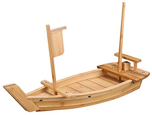 WINAKUI Vassoio da portata in legno per sushi e barca, 52 cm per ristorante o casa, vassoio per sushi di grandi dimensioni per piatti da cucina (52 cm).