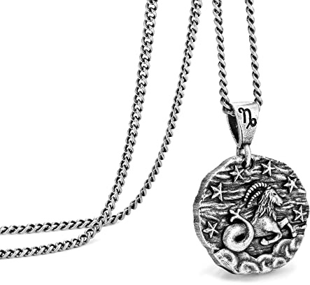 Zodiac-halsband för män, rostfritt stål 12 stjärntecken herrhalsband, horoskop astrologi präglat hänge halsband, födelsedagspresenter för kvinnor män