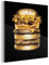 MuchoWow Glasbild Glasfoto Wandbild Bilder Deko 20x20 cm Goldener Hamburger auf schwarzem Hintergrund.