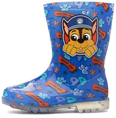 Paw Patrol Botas de agua para niños - Botas de agua para niños - Talla 36-40 - Botas de lluvia azules con Chase, Blue, 31 EU