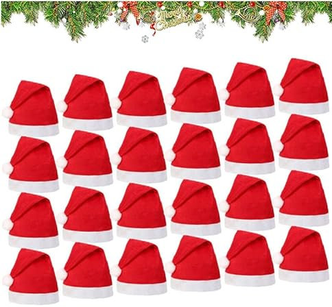 Weihnachtsmütze 24 Stück Nikolausmütze für Erwachsene und Kinder 30 x 40 cm - Reissfest und Dehnbar - Passend für jeden Kopf