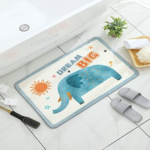 Badezimmerteppich Cremeweißer Elefant Badematte Flauschig Mikrofaser Badvorleger rutschfest Duschvorleger Schnelltrocknend Badteppich Waschbar Duschvorleger Verdicken Badematten Badmatte 50x80cm