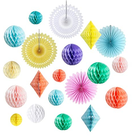 20Pcs Multi-Color Paper Honeycomb Decoration Kit for Candy Bar Birthday Party Decor Pastel Colour Baby Bridal Shower Wedding Party Supplies Rainbow Home Club Bar Decoration Spring Easter Party (Candy)