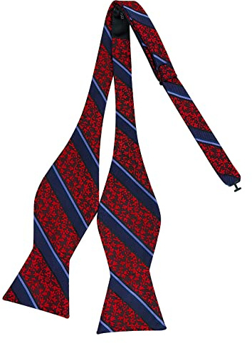 AUSUAYA Herrfluga, klassisk fluga självbindemedel för män kostym & skjorta & smoking män bow tie for boy DE-M-S-B8, Marinblå randig med rött blommönster, En Storlek