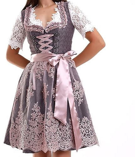 lifos 0300 Dirndl Germandress 2 st. Oktoberfest storlek 34 till 52, Khaki-rosa, 38