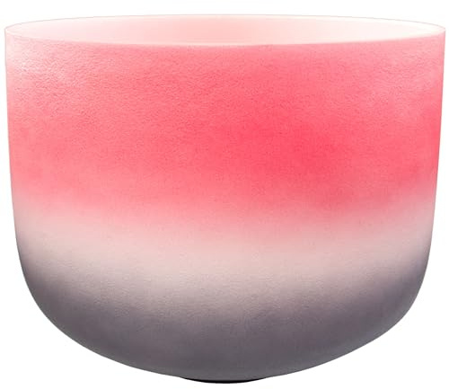 Fame Kristall-Klangschale 14 Zoll, Rot C4 432 Hz, Rein-Quarz Sound Bowl, 35cm, Wurzelchakra, Frosted Red Finish, inklusive Tasche, Schlägel, Silikonring