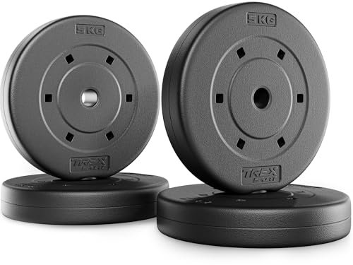 TREX SPORT Hantelscheiben Set 20 kg|Kunststoff Gewichte 25 mm | Gewichtsscheiben 4x5 kg
