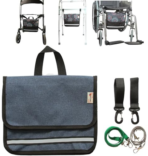 SENOIRI multifunktionale Tasche für Rollstühle UNTER DEM SITZ Rollstuhltasche Passt für Rollstühle, Rollatoren, Gehhilfen und Krankenbetten. (5U - Blau)