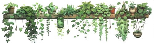 Green Plant Wall Stickers - Realistic Pothos Leaves Hanging Basket Plant Stickers - Wall Decals - Peel & Stick Decorative Wall Sticker for Bedroom & Living Room