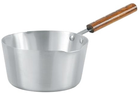 Induction Base Milk pan Saucepan 1.5 Liter Coffee Pot Boiling Tea Pan Aluminium Saucepot with Long Wooden Handle & Pouring Lip (16cm)
