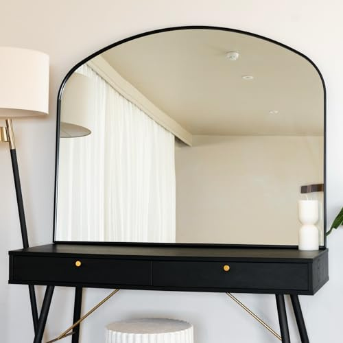 Jobu | Arched Wall Mirror with Black Metal Frame – 95cm x 120cm for Bedroom, Hallway or Living Room | Yoko