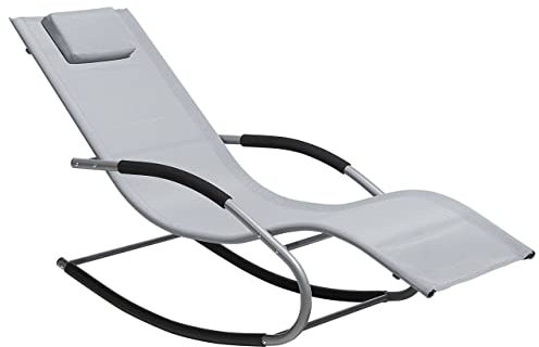 Gartenliege Schaukelliege Liegestuhl Sonnenliege Swing Polyester Grau Carano