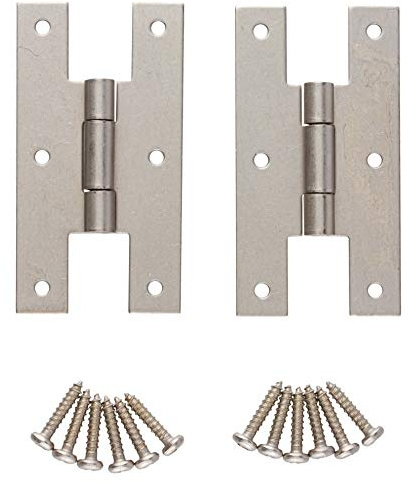 Satin Nickel H Hinges for Cabinet Doors - 3 x 1-5/8 - Pack of 2 - Flush Mount Cabinet Hinges - HG6-SSN (1)