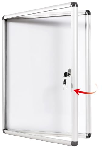 Swansea Tableau d'affichage Verrouillable Vitrine Affichage Tableau Blanc Vitrine magnétique avec cadre en aluminium 49 x 36 cm (2 x A4)