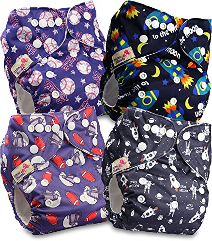 Littles and Bloomz FLP2-0402 Windel, wiederverwendbar, Standard-Popper, 4 Windeln