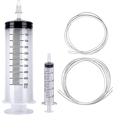 Relland grande Seringue 500ml avec 1m Tube,en Plastique Réutilisable Seringue pour aspiration d'huile de boîte, frein de purge, alimentation, jardinage
