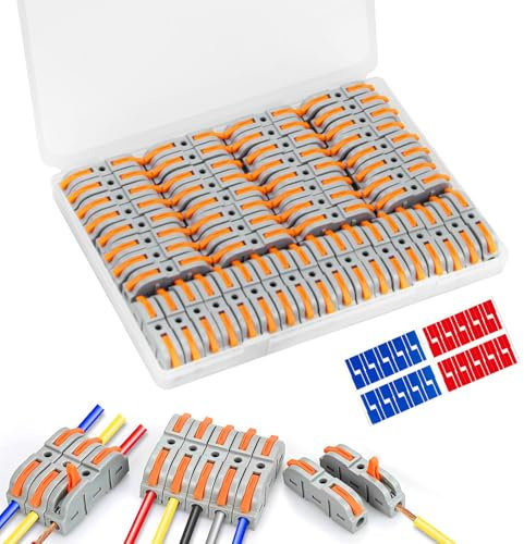 JINXIAN 50 Pièces Connecteur Électriques Rapide de Fil avec Levier de Commande 1 Entrées Connecteurs de fil Compacts Blocs de Connecteurs électriques Bornes de Connexion Automatique