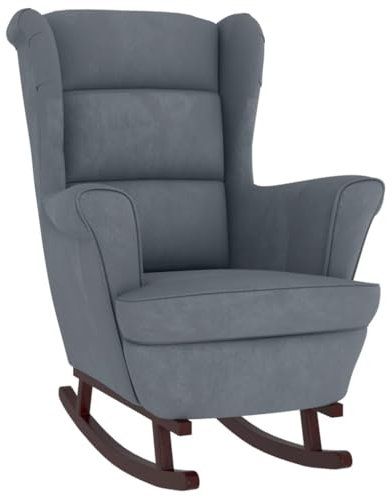 Hommdiy Schaukelstuhl mit Massivholz-Gummibeinen Dunkelgrau Samt