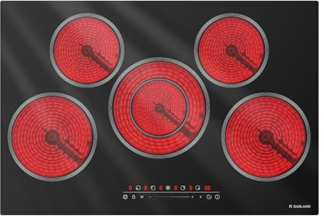GASLAND 30 Inch Electric Cooktop 5 Burners, 8200W Built-in Radiant Glass Stove Top, 220-240V Electric Ceramic Cooktop with 9 Power Levels, Slide Touch Control, Child Safety Lock &Timer, Hard Wire