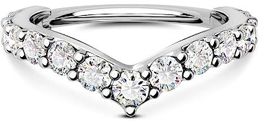 OUFER Knorpel Helix Earring Hoop 16 G V-Shaped Orbital Conch Ring Silber Tragus Rook Daith Piercings Jewellery Clicker CZ Snug Surgical Steel Forward Top of Ear Septum Nose Ring 8 mm