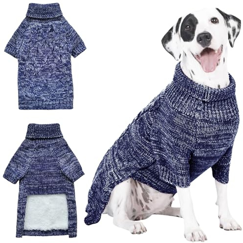 CCKUU Dog Knit Clothes Pet Plush Pullover Dog Sweater Soft Thick Wool Warm Pup Dogs Shirt Winter Puppy Jumpers for Dogs Cats Old Dogs(S,Navy)
