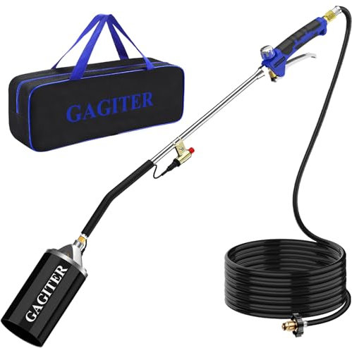 Propan-Unkrautbrenner-Set, 2400.000 BTU Unkrautfackel mit Aufbewahrungstasche, robuster Flammenwerfer mit Turbo-Auslöser und 3 m langem Schlauch zum Jäten von Flammen