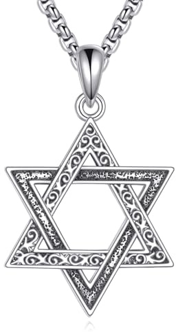 ONEFINITY Star of David Necklace for Women 925 Sterling Silver Jewish Star Hexagram Pendant Necklace Amulet Jewellery for Men Women Wife