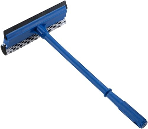 15.9 Window Squeegee for Car,2-in-1 Window Cleaner with Long Stainless Steel Handle, Soft Rubber Blade & Highly Absorbent Sponge – for Showers, Car Windshields, Gas Stations, and Glass