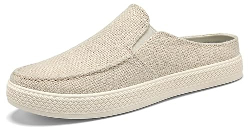 Mules Homme en Toile Mules et Sabots Homme Été Confortable Sabot Legere Respirant Basket Ouverte de Marche Slip on Plate Chausson Confort Chaussures Orthopédiques Pantoufles Mule Basket Sans Lacets