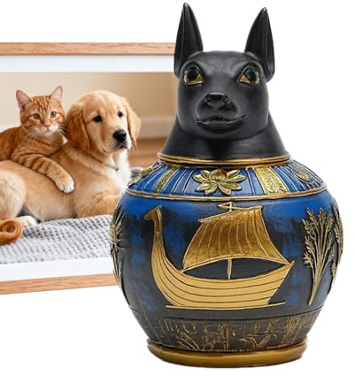 Generisch Urna de ceniza para mascotas, recipiente de resina egipcia, caja de cremación para mascotas, para escritorio, luto, hogar, pérdida, homenaje, conmemoración y para apreciar preciosos