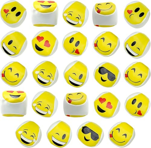 Srenta Funny Juggling Balls, 24 Pack Juggling Balls for Kids, Funny Kickballs Party Favors, Assorted Styles Cute Kickball for Kids and Adults, Mini Durable Juggling Balls