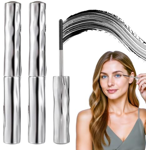 2 Pcs Mascara for Older Women,Waterproof Iron Wand Mascara Washable Metal Brush Create Super Curling Volumising Eyelashes