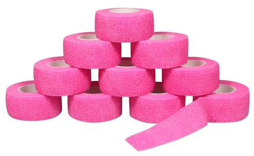 QiGui 10 Rollen Fingerpflaster Selbsthaftend Bandage Elastische Verband 2,5cm x 4,5m Wasserfestes Selbstklebender Haftbandage Cohesive Fixierverband Pflasterverband Pet Vet Wrap für Erste Hilfe Sport