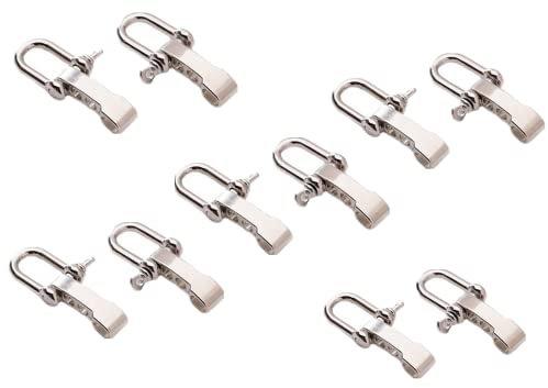 XIZHI Lot de 10 boucles paracorde en alliage réglable en forme de D pour bracelet de survie Argenté