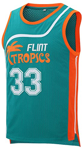 Aolapo Flint Tropics Jersey Moon 33 Basketball Trikots für Herren S-XXXL, Grün, Mittel