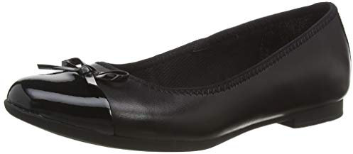 Clarks Girl's Scala Bloom Y Ballet Flats, Black Leather, 5 UK