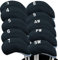Golf Iron Head Covers with Number Printed Value 10 Pcs/Set, Golf Headcovers for Iron Club Lightweight Durable Portable Fit All Irons Clubs (Black)