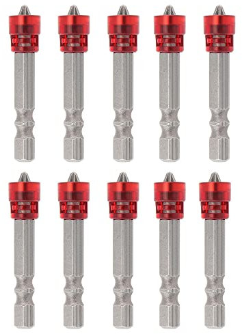 Saipor 10pcs PH2 Magnetic Phillips Screwdriver Bit 1/4 Inch Hex Shank Drywall Screw Depth Setter Cross Head Drywall Screw Driver Bit Set, 48mm