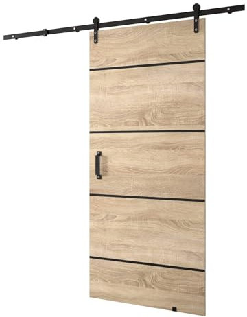 KRYSPOL Schiebetürsystem LOFTIKO 4 Komplett-Set für Schiebetüren, Trennwände Innentüren (Sonoma Eiche)