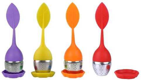 Infusor De Té,Hoja De Té Colador De Té,Infusor De Té De Acero Inoxidable Y Silicona,4 Piezas Infusores De Té De Silicona,Infusionador De Te Silicona,Filtro Té Colador Te De Acero Inoxidable Y Silicona