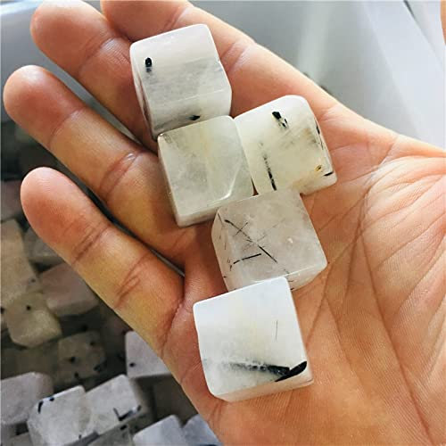 AGOUNOD Natürliches schwarzes Kristallgranulat, quadratisch, Fischtopf, Landschaftsdekoration, Erzproben, Kristallheilstein, Kristall Steinmineralexemplar (Size : 200g)