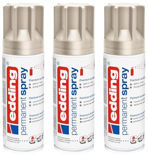 EDDING Lot de 3 Sprays Permanent Peinture Acrylique 5200 Champagne Or Mat