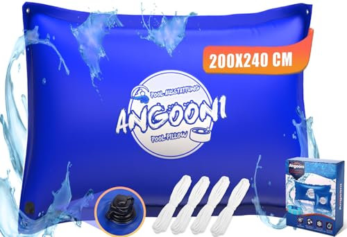 Angooni Coussin de piscine d'hiver XXL 200 x 240 cm | Coussin d'air pour piscine avec double couture pour couverture de piscine | Coussin de piscine pour l'hiver | Avec valve Boston double inflation |